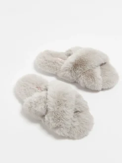 Lichtgrijs - Boux Avenue Cross Band Slippers