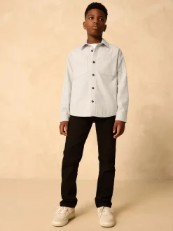Lichtgrijs - Geborsteld overshirt (3-16jr)