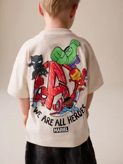 Lichtgrijs - Marvel Short Sleeve Cotton T-Shirt (3mths-8yrs)
