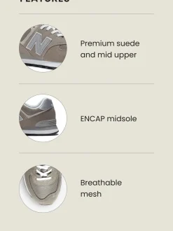 Lichtgrijs - New Balance 574 herenslippers