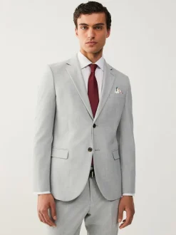 Lichtgrijs - Slim Fit - Meegevend stretchkostuumjasje