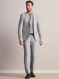 Lichtgrijs - Slimfit Leomaster Italiaans 100% linnen colbert