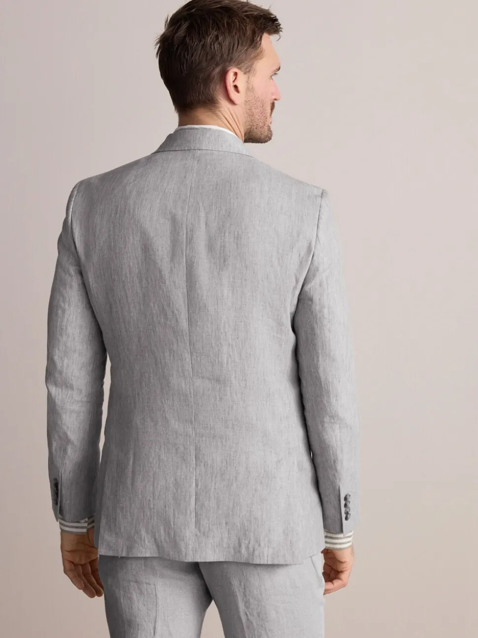 Lichtgrijs - Slimfit Leomaster Italiaans 100% linnen colbert
