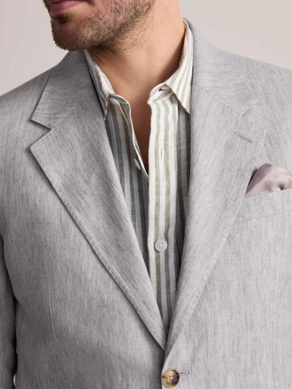 Lichtgrijs - Slimfit Leomaster Italiaans 100% linnen colbert