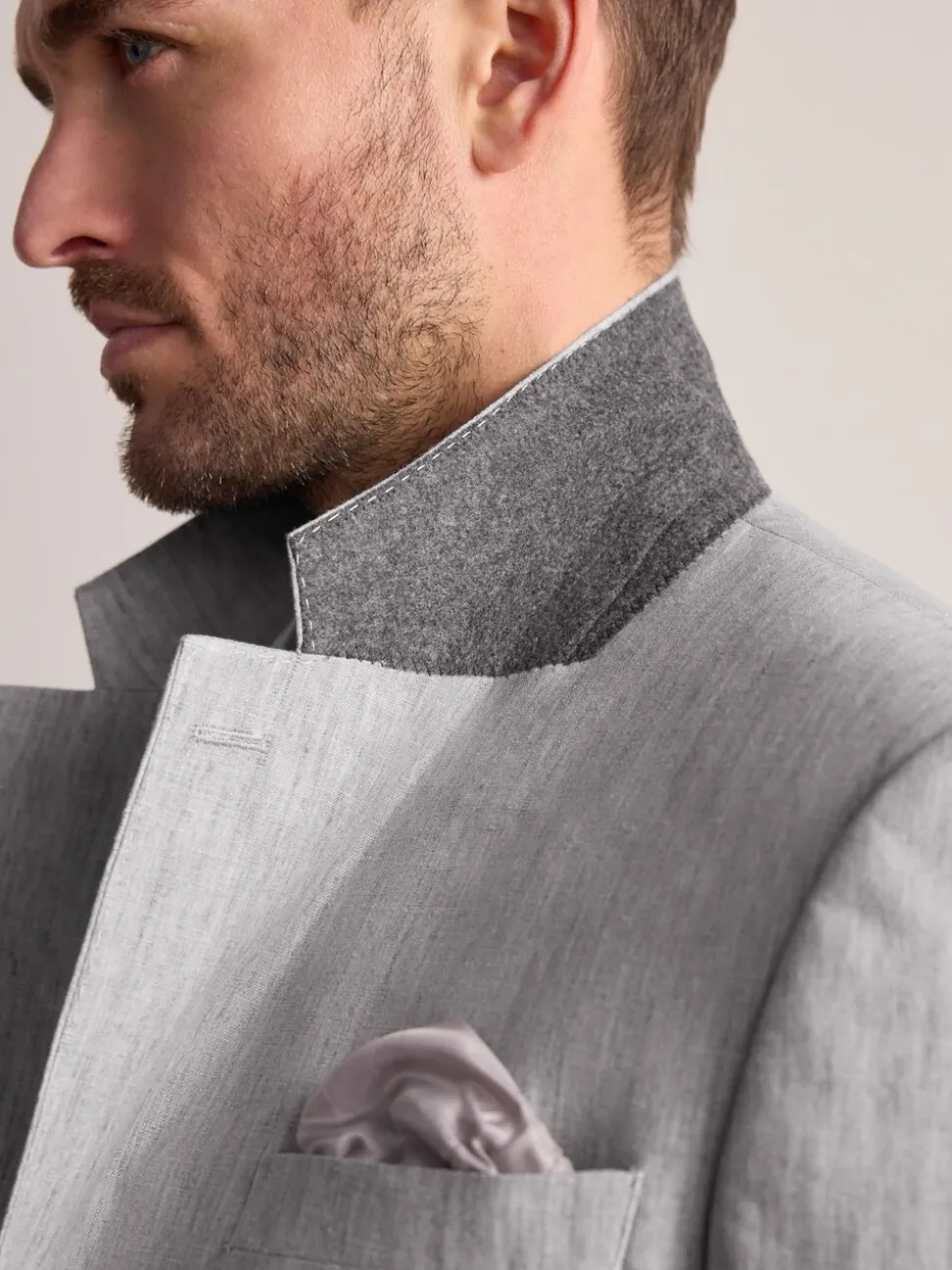 Lichtgrijs - Slimfit Leomaster Italiaans 100% linnen colbert