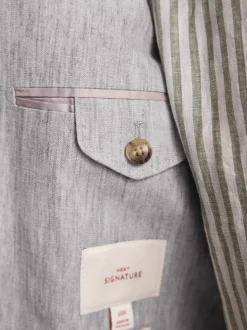 Lichtgrijs - Slimfit Leomaster Italiaans 100% linnen colbert