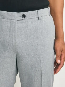 Lichtgrijs - Slimme broek met elastische tailleband en normale pasvorm