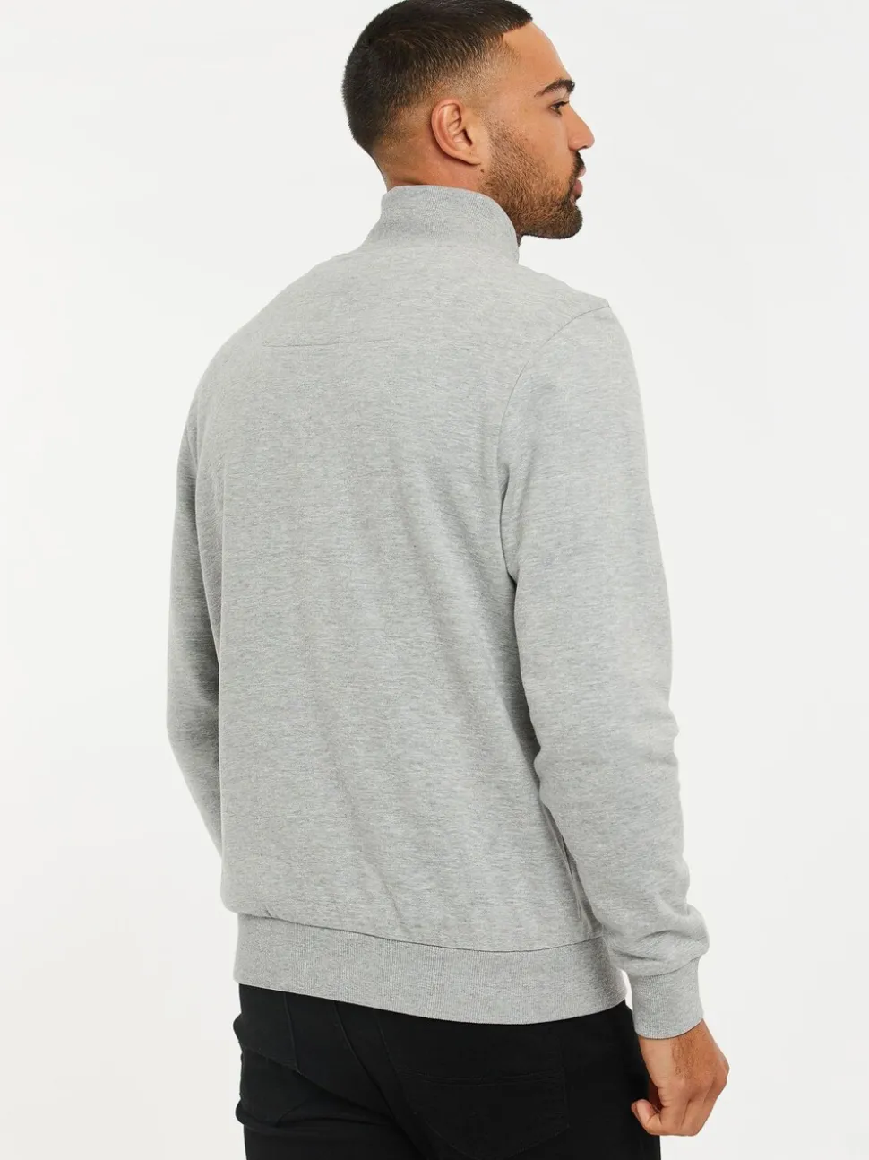 Lichtgrijs - Threadbare - Sweatshirt met korte rits aan de hals