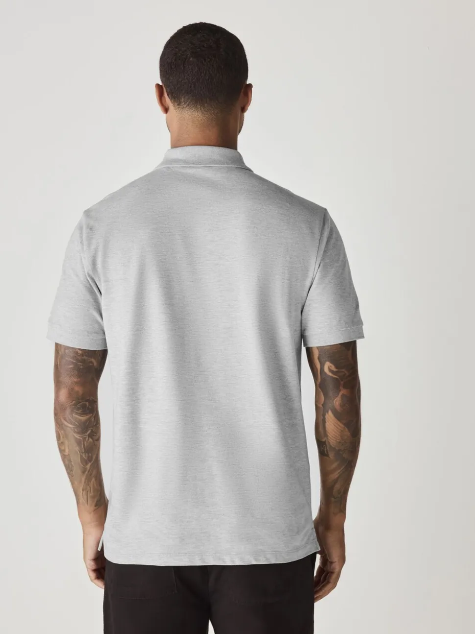 Lichtgrijs gemêleerd - Normale Pasvorm - Piqué poloshirt met korte mouwen