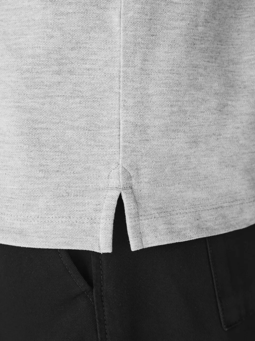 Lichtgrijs gemêleerd - Normale Pasvorm - Piqué poloshirt met korte mouwen