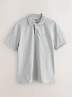 Lichtgrijs gemêleerd - Normale Pasvorm - Piqué poloshirt met korte mouwen