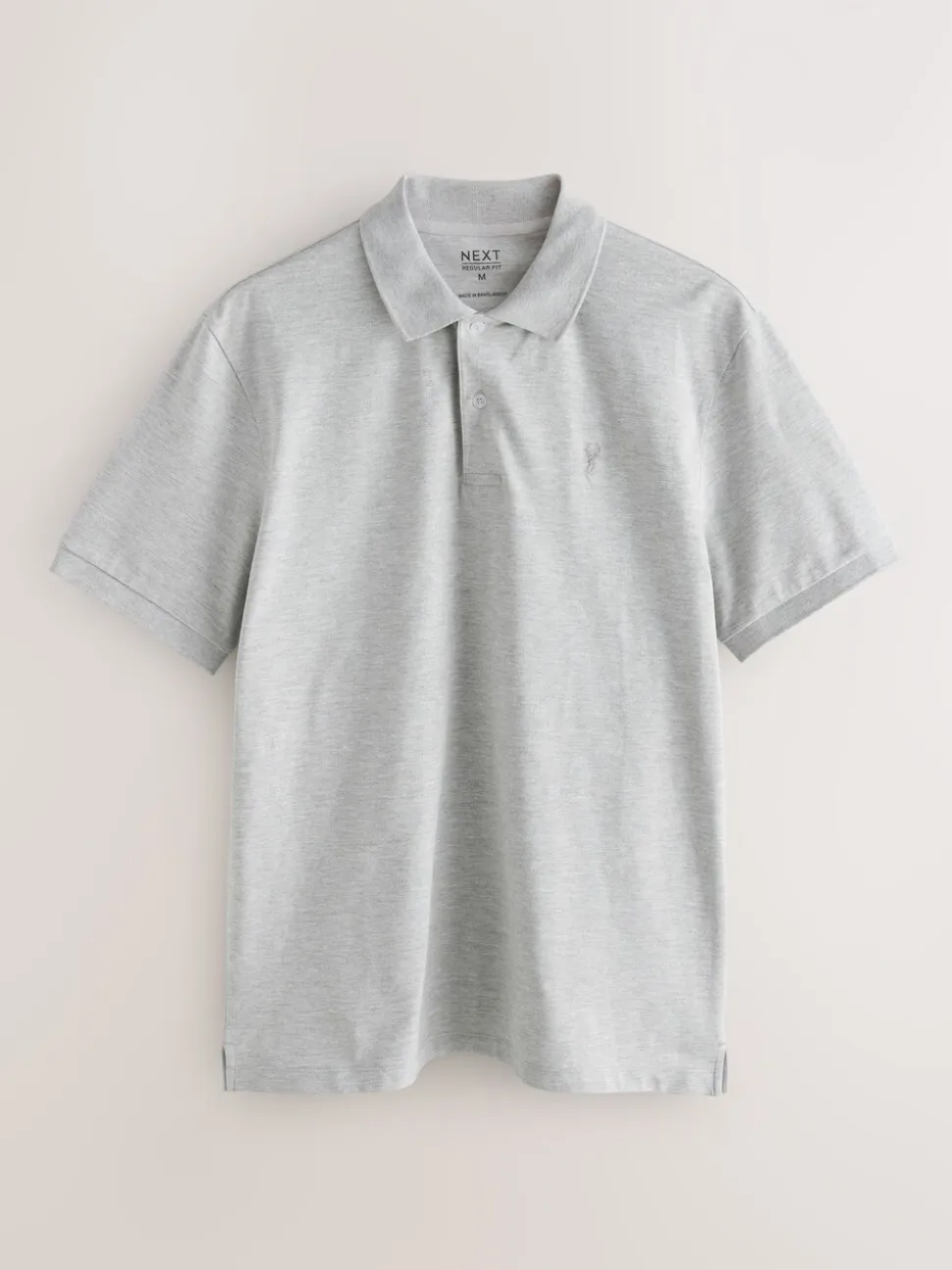 Lichtgrijs gemêleerd - Normale Pasvorm - Piqué poloshirt met korte mouwen