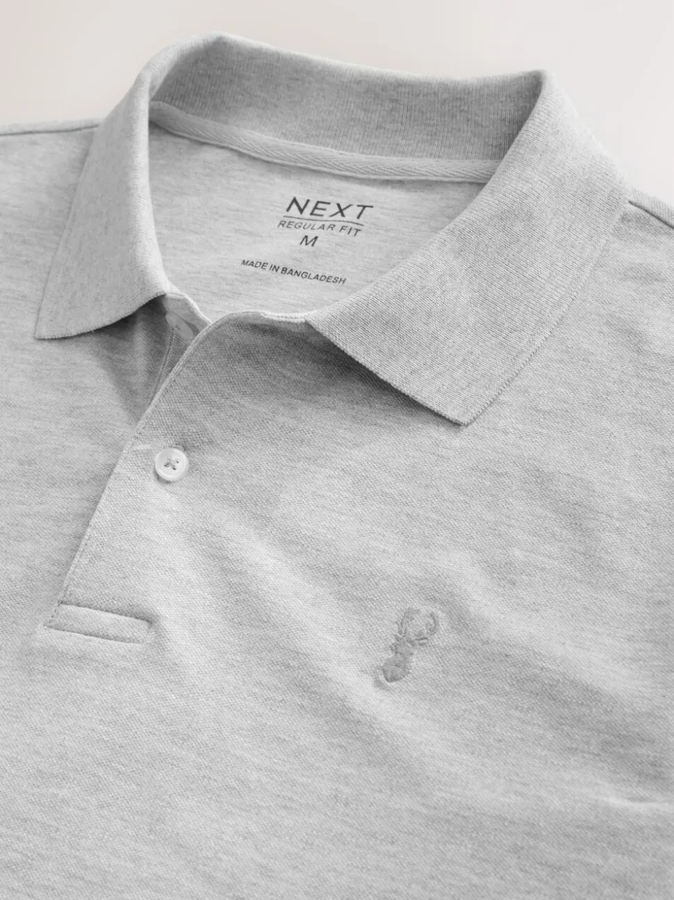 Lichtgrijs gemêleerd - Normale Pasvorm - Piqué poloshirt met korte mouwen