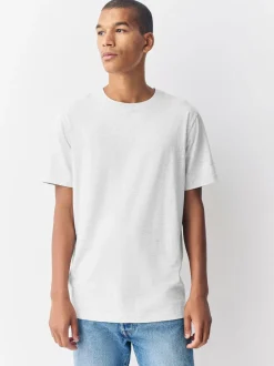 Lichtgrijs gemêleerd - Slim Fit - Essentieel katoenen T-shirt met ronde hals