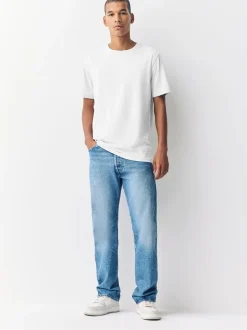 Lichtgrijs gemêleerd - Slim Fit - Essentieel katoenen T-shirt met ronde hals