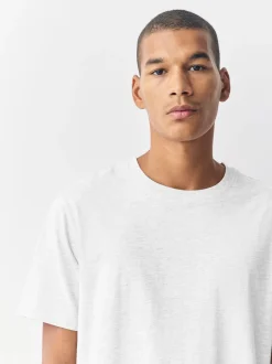 Lichtgrijs gemêleerd - Slim Fit - Essentieel katoenen T-shirt met ronde hals