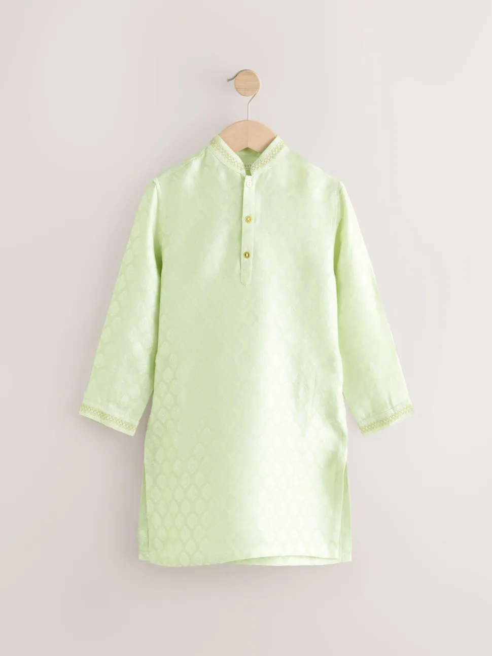 Lichtgroen geborduurd - Kurta (3mnd -16jr)