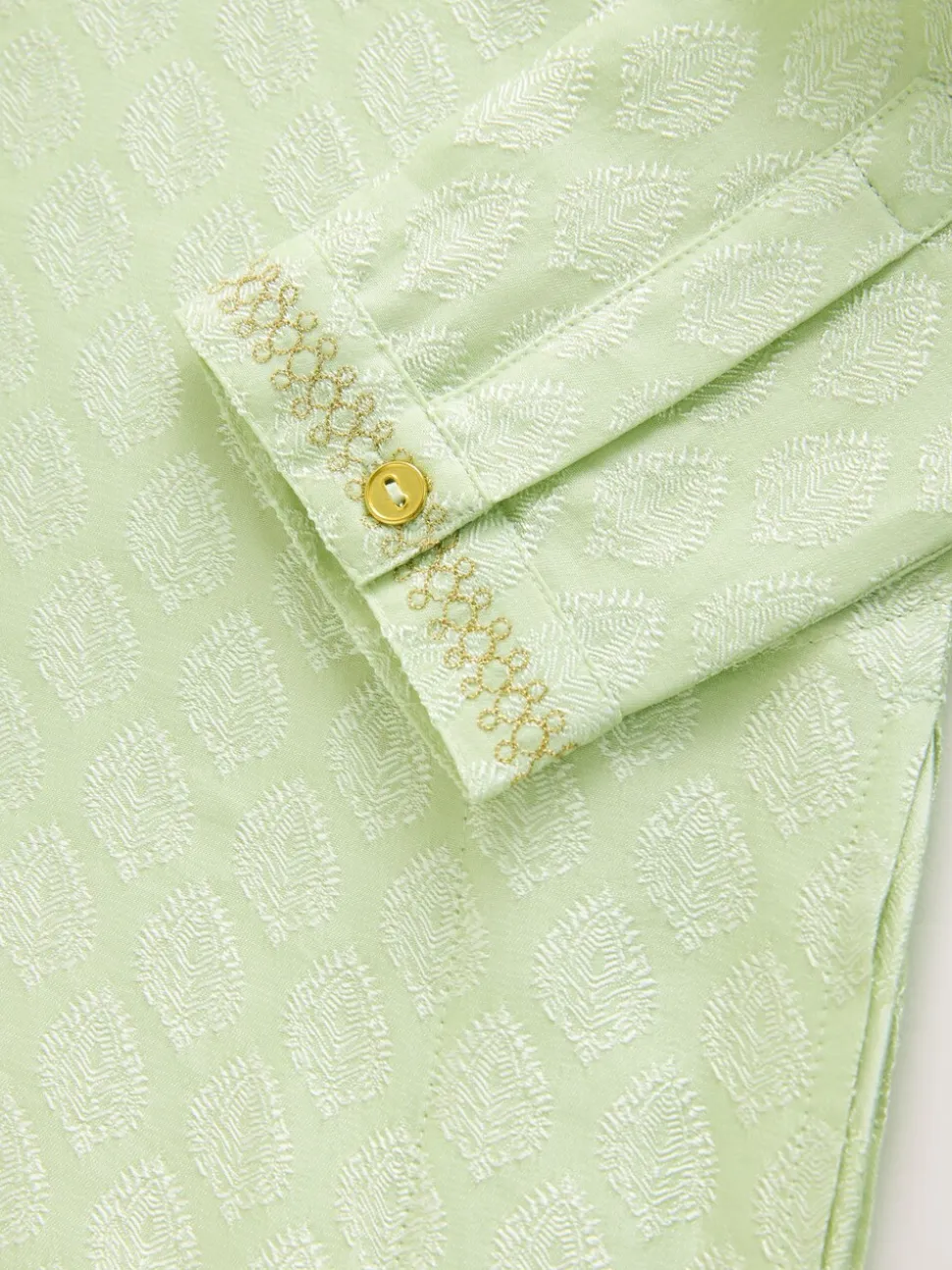 Lichtgroen geborduurd - Kurta (3mnd -16jr)