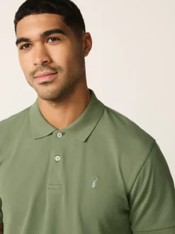 Lichtolijfgroen - Normale Pasvorm - Piqué poloshirt met korte mouwen