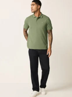 Lichtolijfgroen - Normale Pasvorm - Piqué poloshirt met korte mouwen