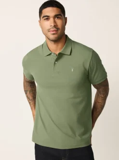 Lichtolijfgroen - Normale Pasvorm - Piqué poloshirt met korte mouwen