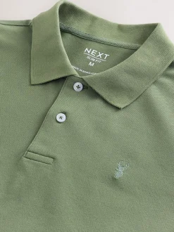 Lichtolijfgroen - Normale Pasvorm - Piqué poloshirt met korte mouwen