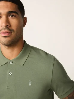 Lichtolijfgroen - Slim Fit - Piqué poloshirt met korte mouwen