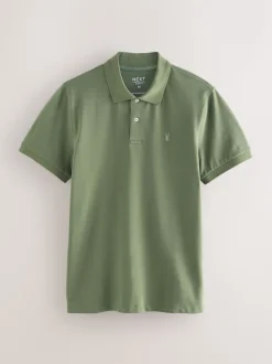 Lichtolijfgroen - Slim Fit - Piqué poloshirt met korte mouwen