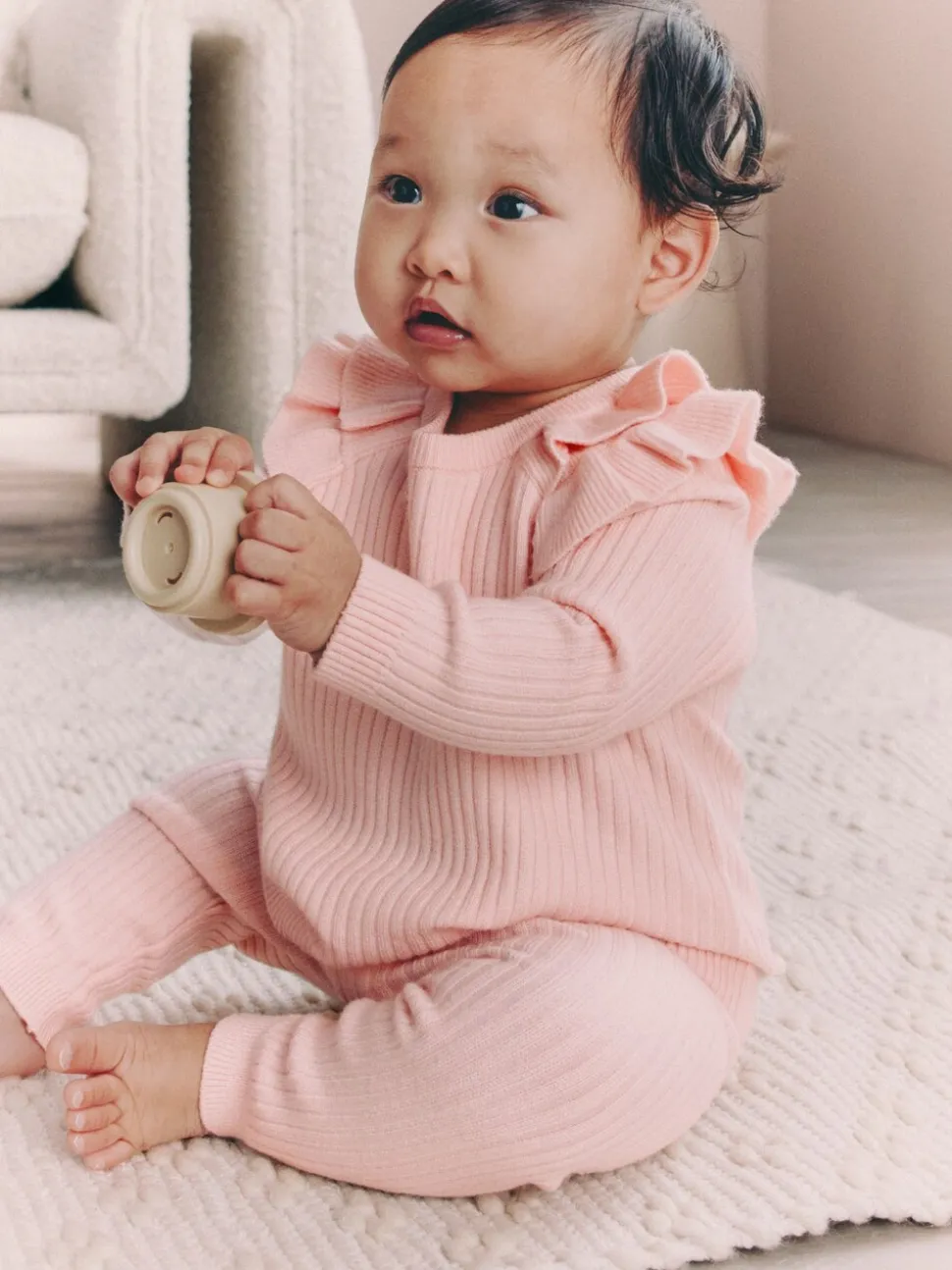 Lichtroze - Gebreide babytrui en leggings set 2 -delig (0mnd -3jr)