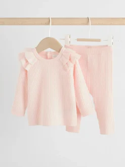 Lichtroze - Gebreide babytrui en leggings set 2 -delig (0mnd -3jr)