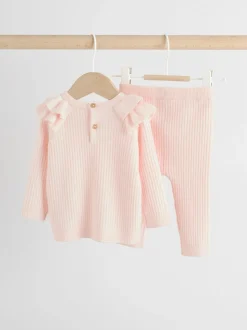 Lichtroze - Gebreide babytrui en leggings set 2 -delig (0mnd -3jr)