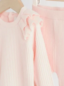 Lichtroze - Gebreide babytrui en leggings set 2 -delig (0mnd -3jr)