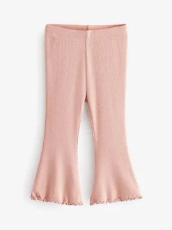 Lichtroze - Geribbelde flare legging (3 mnd-7 jr)