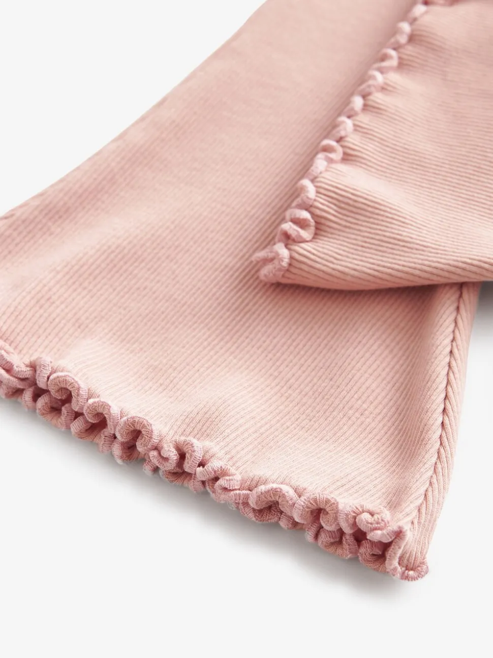 Lichtroze - Geribbelde flare legging (3 mnd-7 jr)