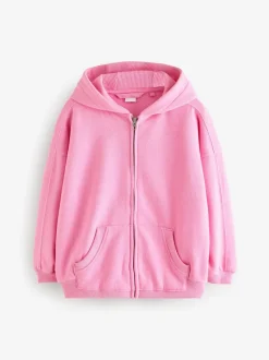 Lichtroze - Hoodie met doorlopende rits (3-16 jr)