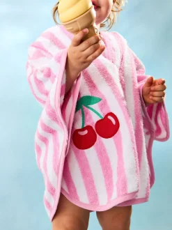 Lichtroze - JoJo Maman Bébé 100% katoenen handdoekponcho met vlindermotief
