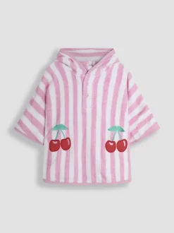 Lichtroze - JoJo Maman Bébé 100% katoenen handdoekponcho met vlindermotief