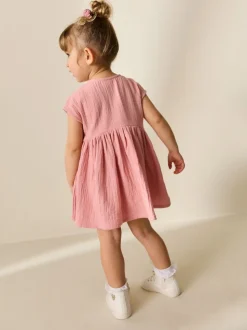 Lichtroze - Textured Short Sleeve Dress (3mths-8yrs)