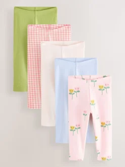 Lichtroze - Verpakking van 5 geribbelde Leggings (3mnd -7jr)