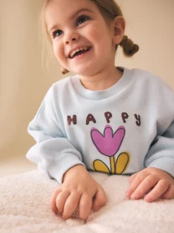 Light Blue Happy Moments - Sweatshirt met ronde hals (3 mnd-7 jr)