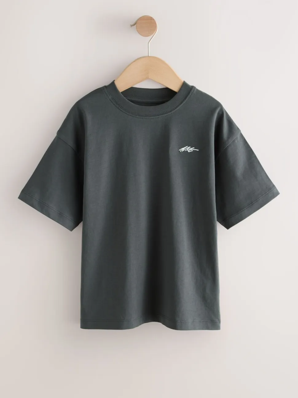 Light Grey/Brown/Dark Grey/Green - Short Sleeve Logo Chest Graphic T-Shirts 4 Pack (3-16yrs)