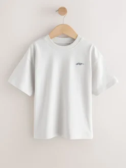 Light Grey/Brown/Dark Grey/Green - Short Sleeve Logo Chest Graphic T-Shirts 4 Pack (3-16yrs)