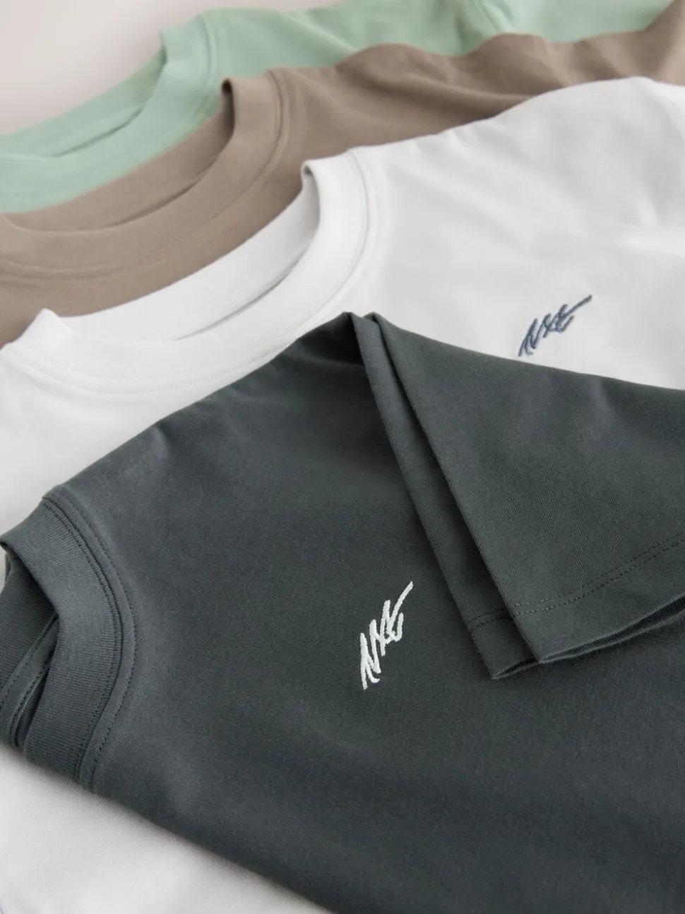 Light Grey/Brown/Dark Grey/Green - Short Sleeve Logo Chest Graphic T-Shirts 4 Pack (3-16yrs)