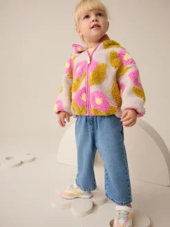 Lila bloemenprint - Fleece met ritssluiting (3mnd-7jr)