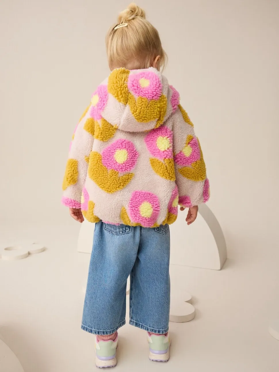 Lila bloemenprint - Fleece met ritssluiting (3mnd-7jr)