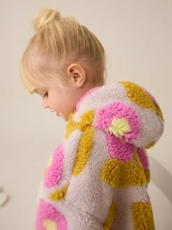 Lila bloemenprint - Fleece met ritssluiting (3mnd-7jr)