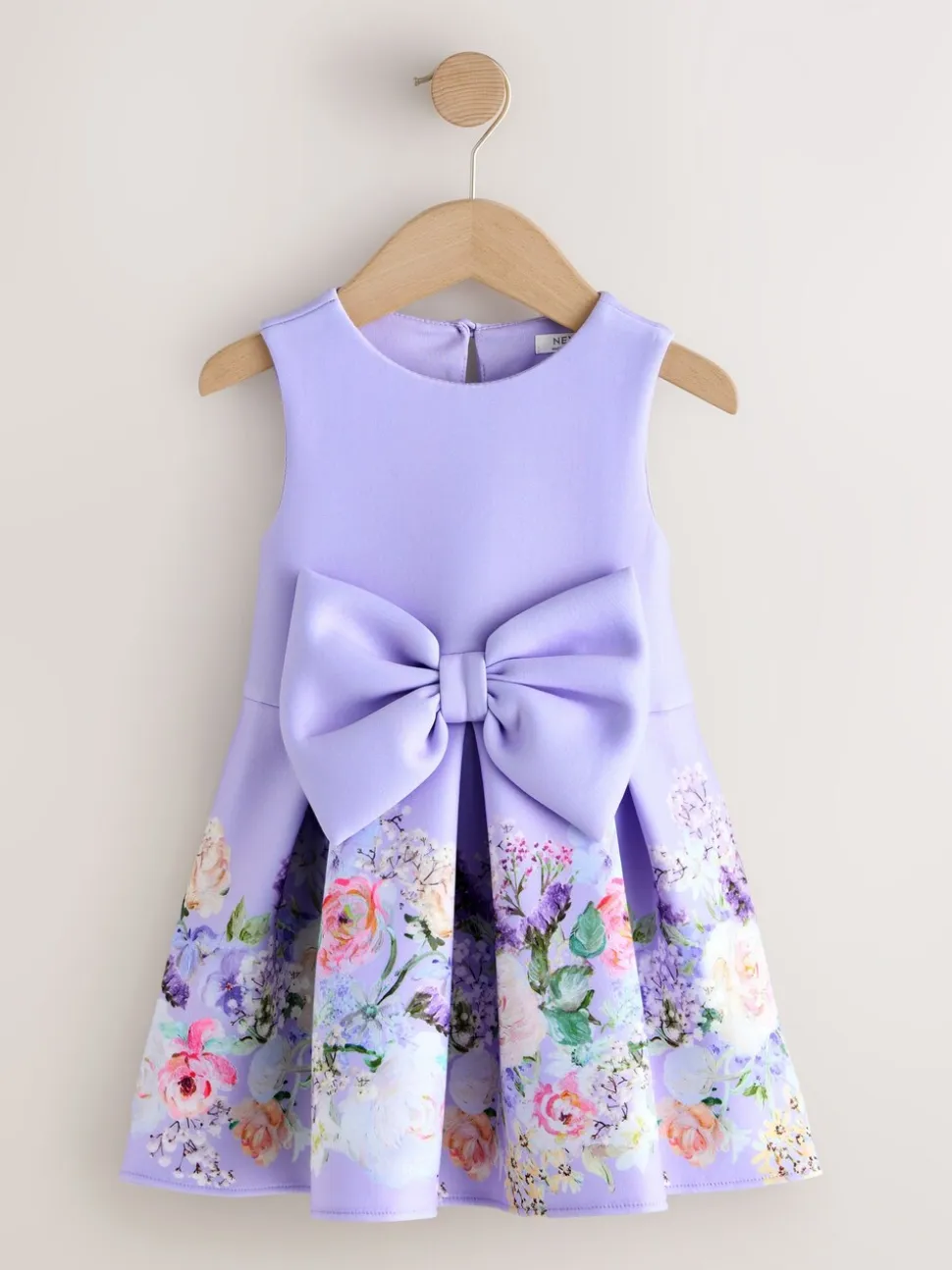 Lila met bloemenprint - Scuba Occasion Dress (3mths-7yrs)