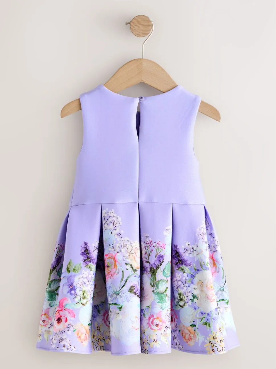 Lila met bloemenprint - Scuba Occasion Dress (3mths-7yrs)