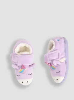 Lila met eenhoornprint - JoJo Maman Bébé - Pantoffelschoenen met eenhoorn