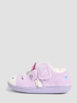 Lila met eenhoornprint - JoJo Maman Bébé - Pantoffelschoenen met eenhoorn
